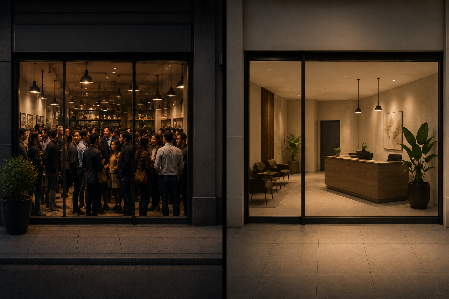 Packed average competitor vs empty amazing business — the cost of being invisible